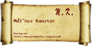 Müncz Kasztor névjegykártya